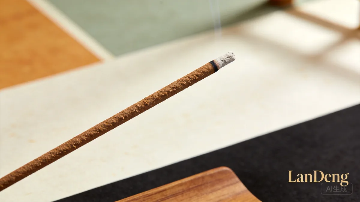 Macro close-up of a premium incense stick with even coating and pale ash