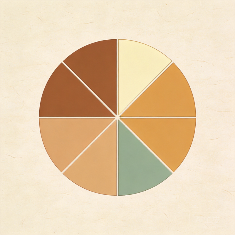 Circular fragrance wheel diagram in muted cream, amber, sage and soft brown segments